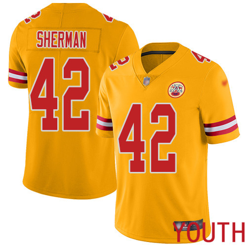 Youth Kansas City Chiefs #42 Sherman Anthony Limited Gold Inverted Legend Nike NFL Jersey->youth nfl jersey->Youth Jersey